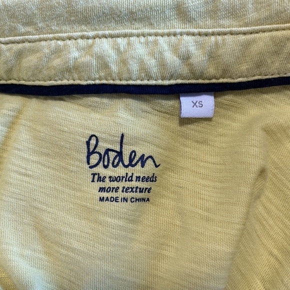 BODEN The Cotton Jersey Collar Notch Tee Long Sleeve Yellow Sz XS - Picture 11 of 13